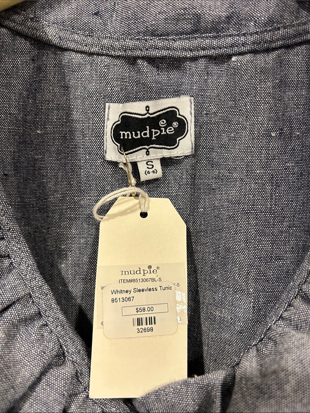 Mud Pie Chambray Sleeveless Tunic - Light Blue - Picture 2 of 3